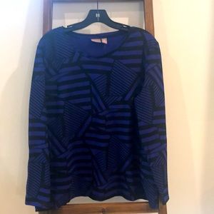 Royal Blue and Black Stripe Blouse